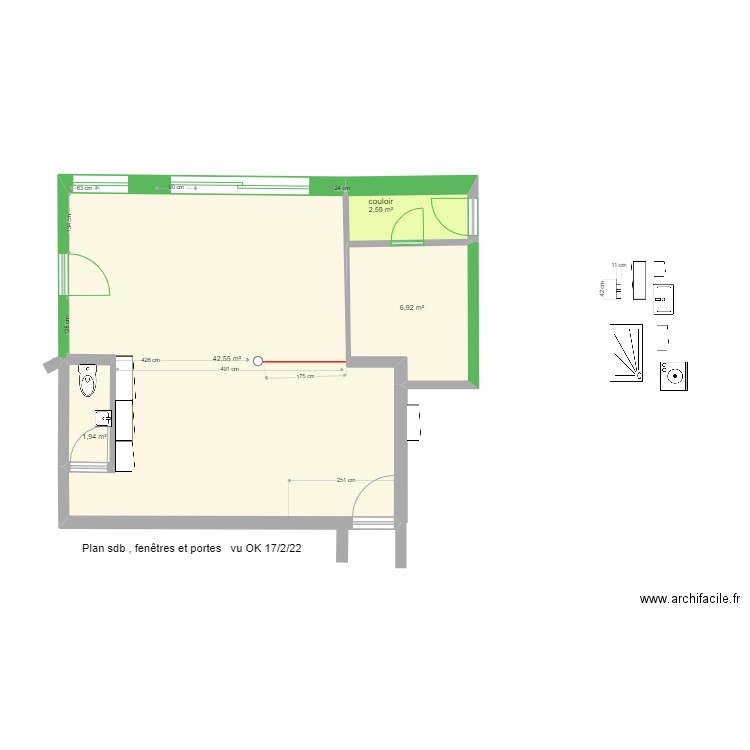 Extension v10 amenagement Fev 2022. Plan de 4 pièces et 54 m2