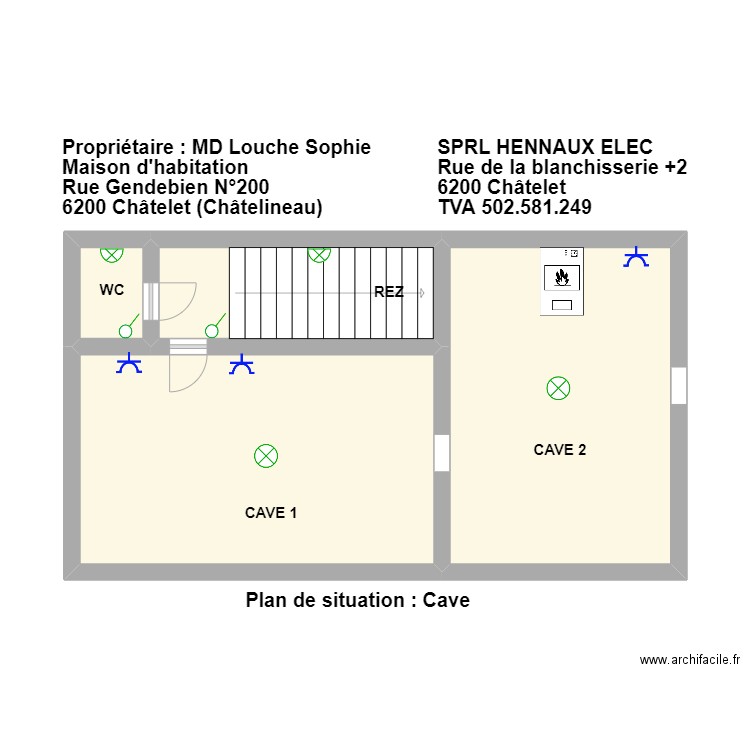 sophie cave. Plan de 4 pièces et 45 m2