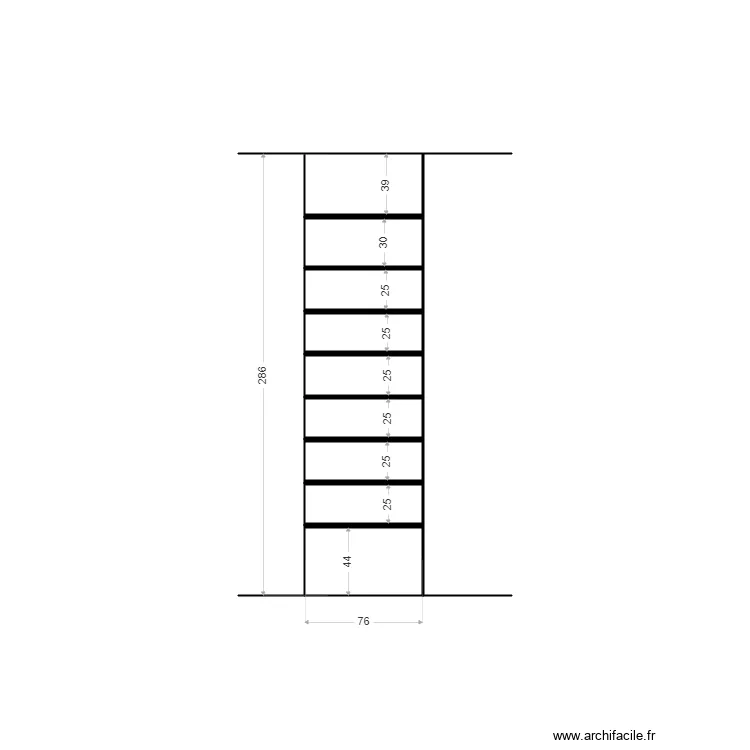 s&egrave;vres &eacute;tag&egrave;res couloir. Plan de 