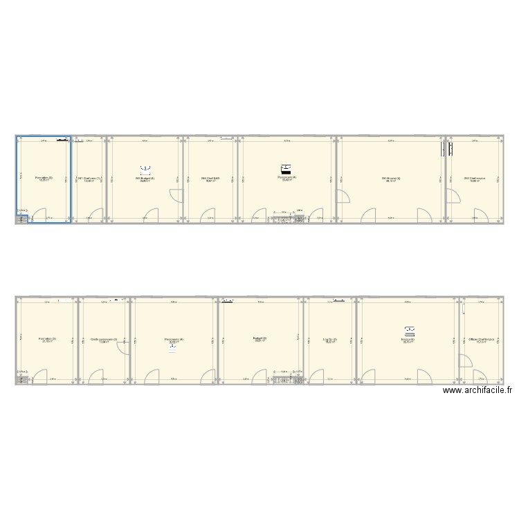 Après 1. Plan de 20 pièces et 337 m2