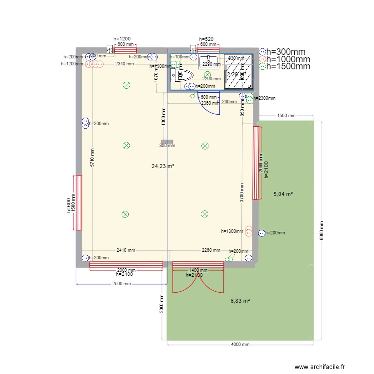 новый крым 21222342345232323 эл. Plan de 4 pièces et 38 m2