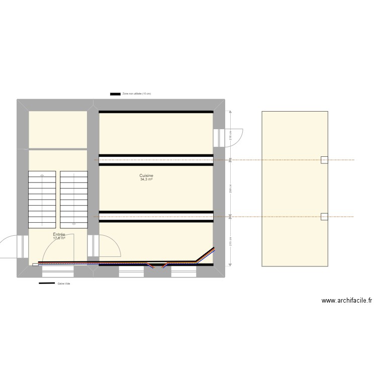Serpaize Niv.0 Gaine PC & Ntwk Chambre Parent. Plan de 2 pièces et 52 m2