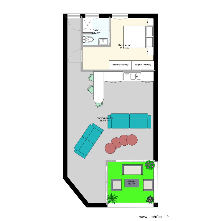 PALMANOVA FERNANDO. Plan de 4 pièces et 61 m2