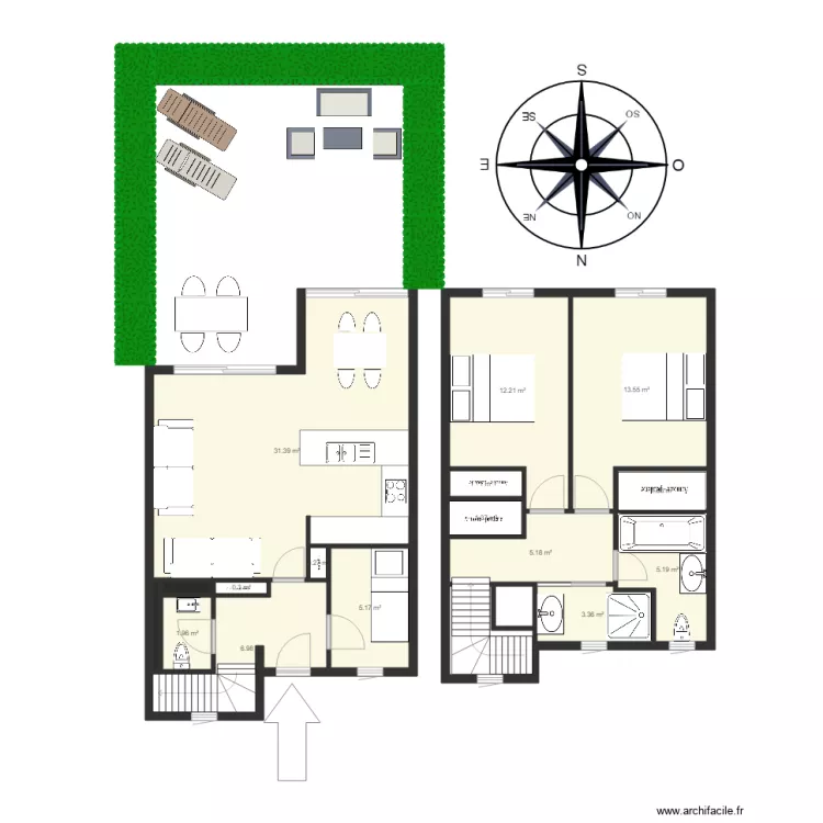 Villa F3 hammeau des sanguinaires. Plan de 