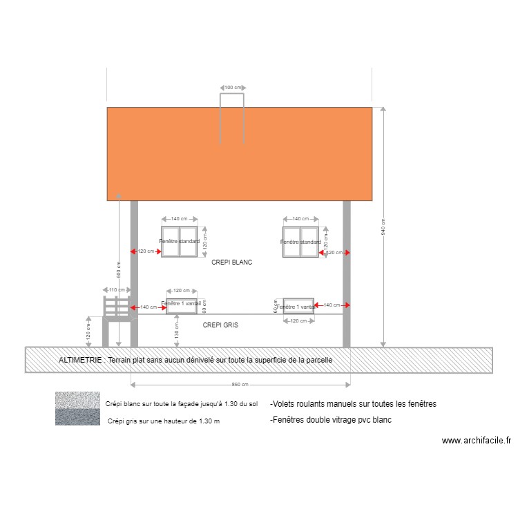 façade ouest Avant travaux ok. Plan de 0 pièce et 0 m2