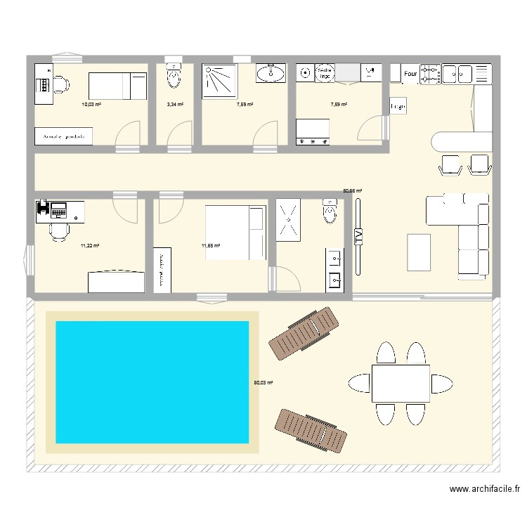 susu. Plan de 8 pièces et 182 m2