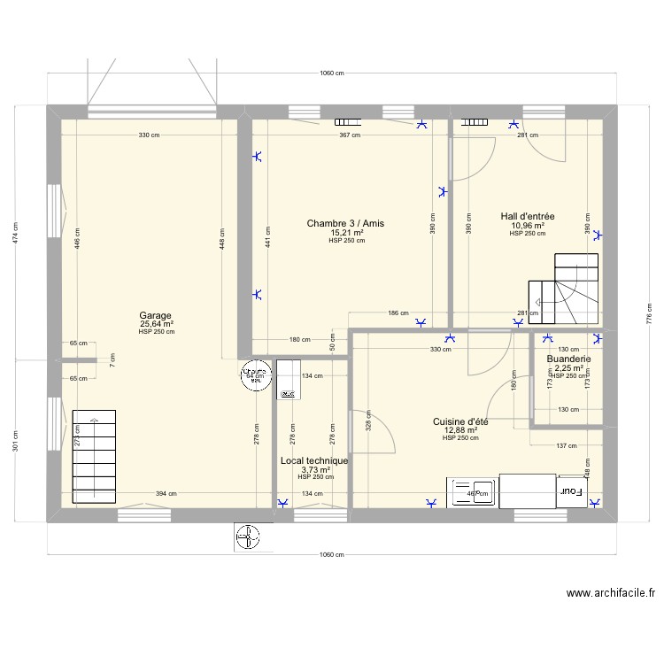 9 rte de longueperte Rez de chaussée. Plan de 6 pièces et 71 m2