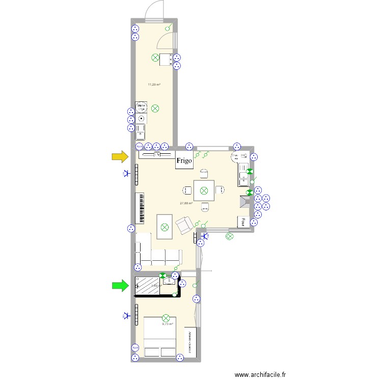 maison. Plan de 4 pièces et 51 m2