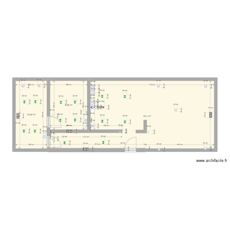 Pflieger. Plan de 3 pièces et 65 m2