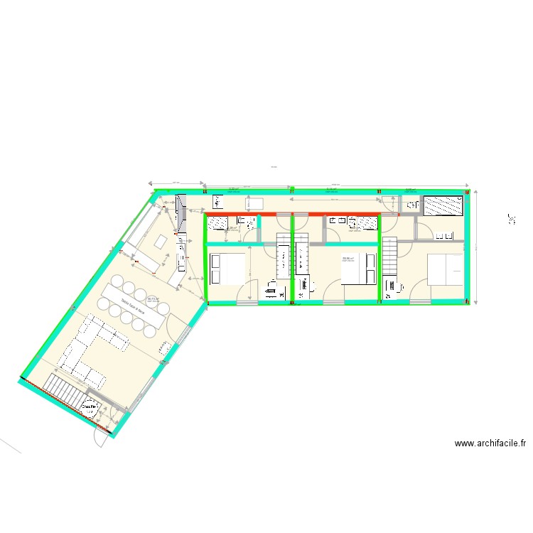 NEW. Plan de 17 pièces et 228 m2