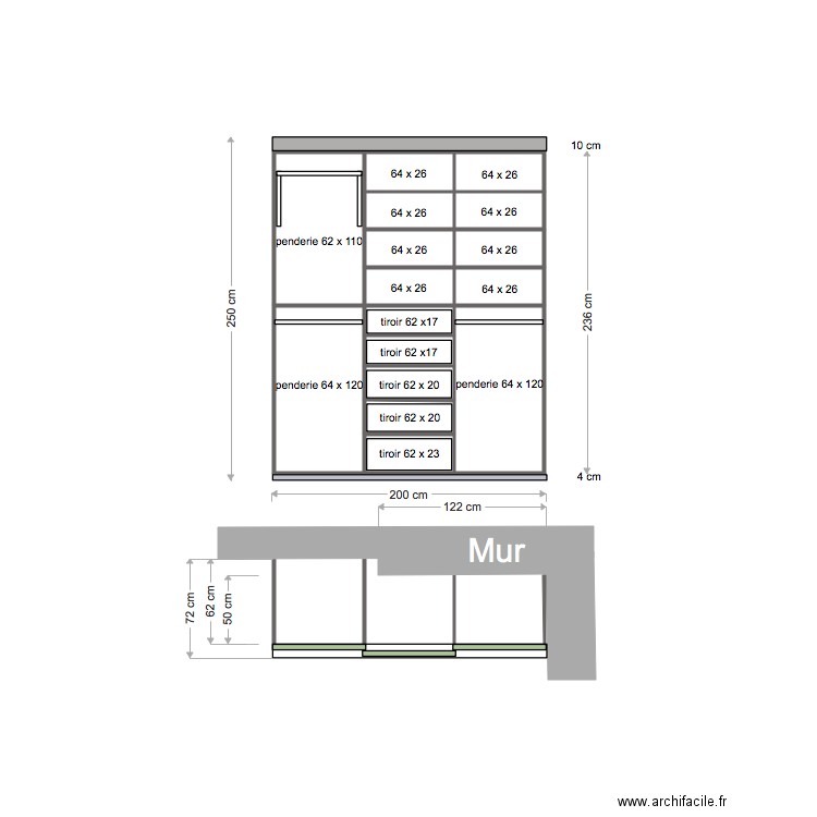 dressing chambre 1 v1a. Plan de 0 pièce et 0 m2