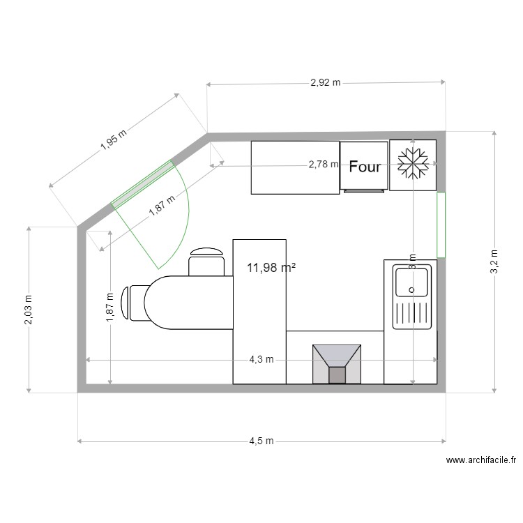 Cuisine PESQUE meublé. Plan de 0 pièce et 0 m2