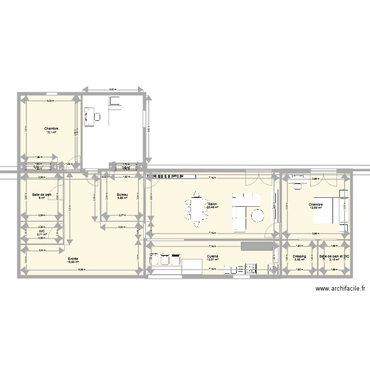 plan maison. Plan de 13 pièces et 164 m2