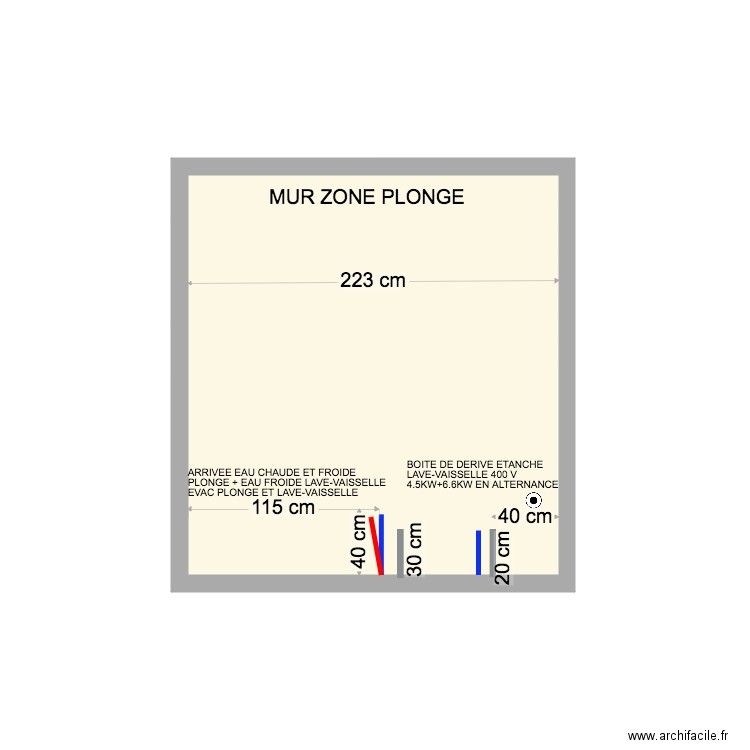 MUR ZONE PLONGE. Plan de 0 pièce et 0 m2