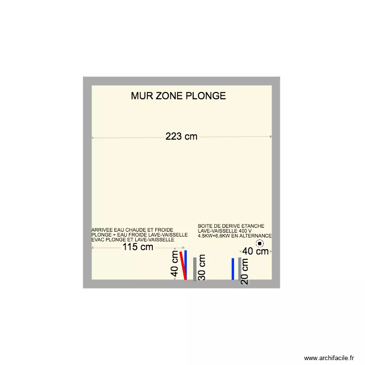 MUR ZONE PLONGE. Plan de 