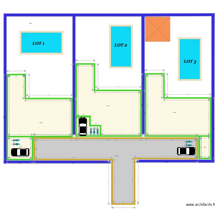 3 Villas Bali 30 m X 13 m. Plan de 0 pièce et 0 m2