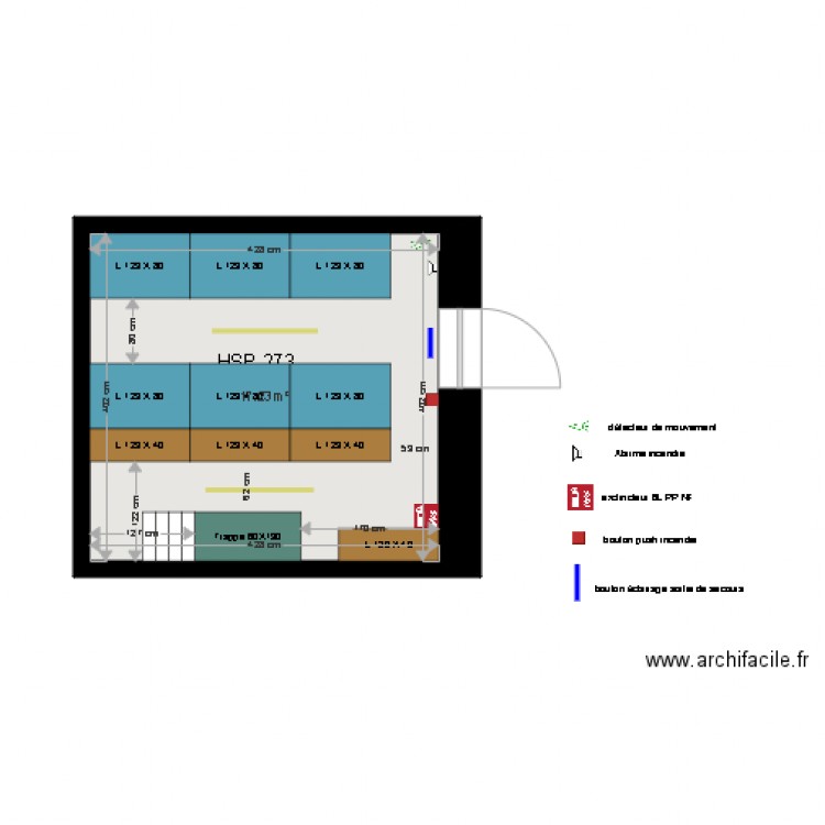 Plan équipements sécurité incendie cave. Plan de 0 pièce et 0 m2