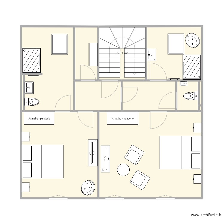 Dubessay 2eme etage. Plan de 10 pièces et 67 m2