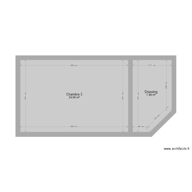 2ème étage Couvin Girondelles 4. Plan de 2 pièces et 32 m2