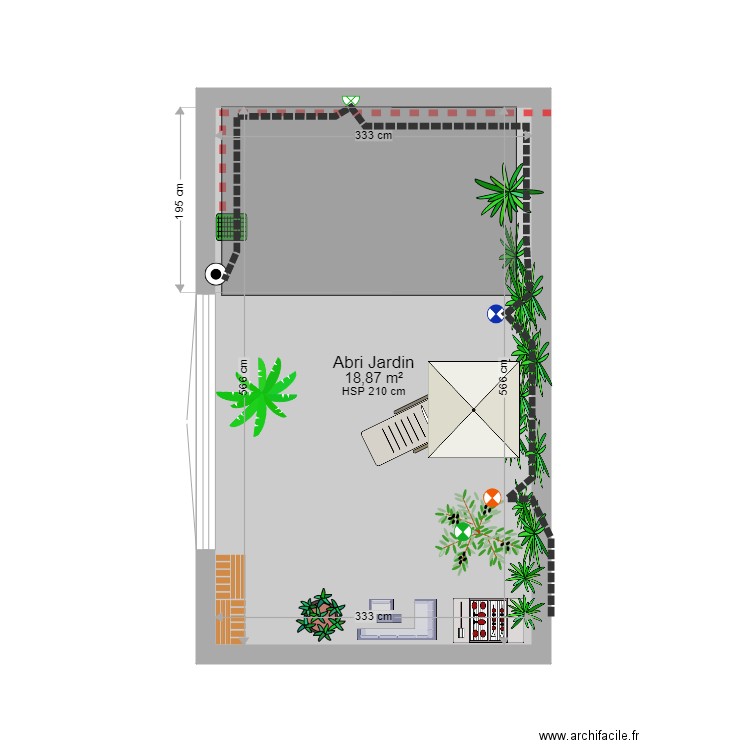 terrasse 2. Plan de 1 pièce et 19 m2