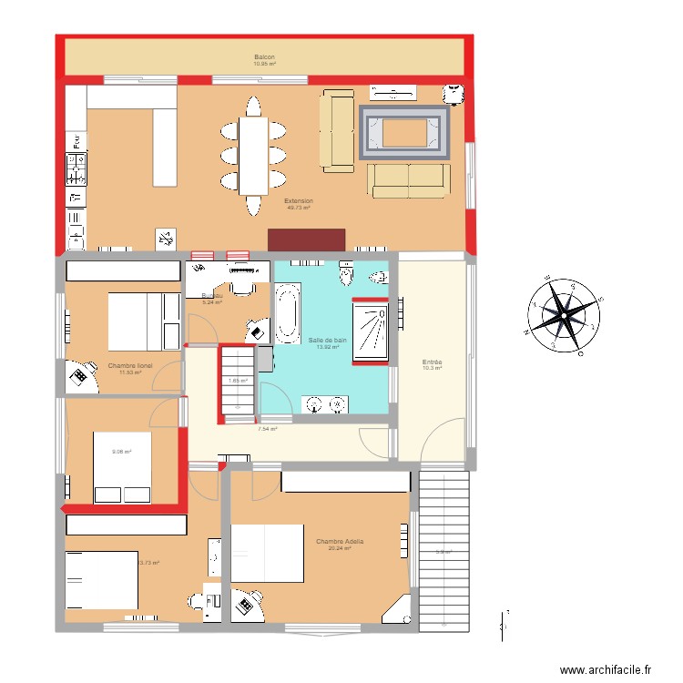 Extension. Plan de 0 pièce et 0 m2