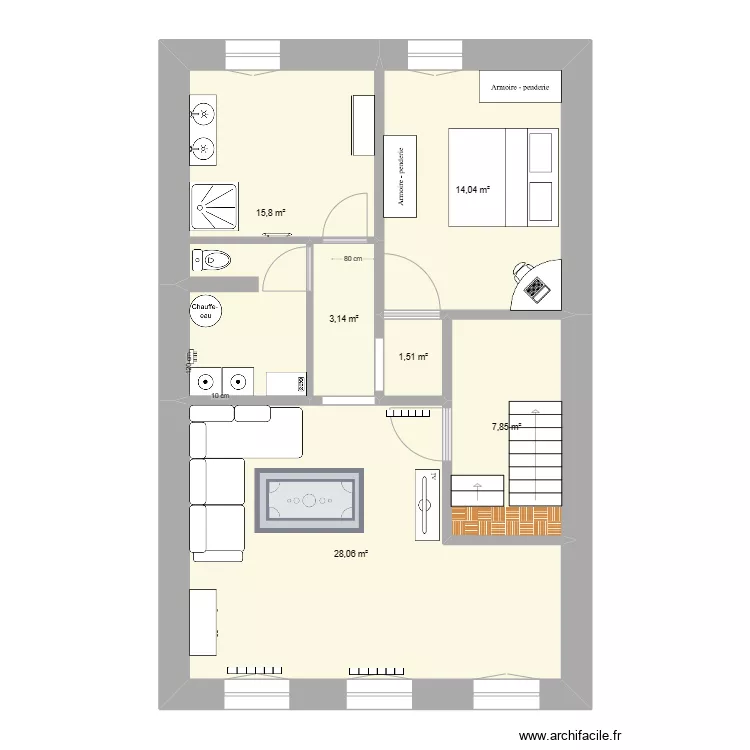 appart etage chambre 1 version 20-02. Plan de 