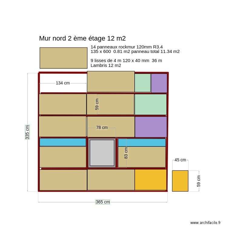 mur nord 2 ème  étage isolation. Plan de 0 pièce et 0 m2