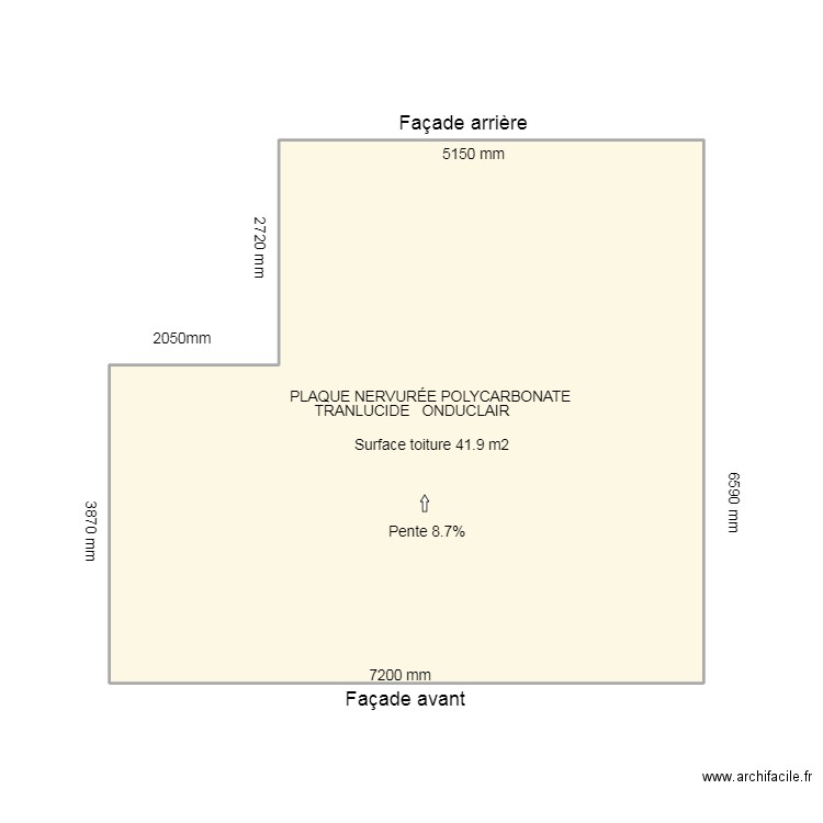 DP4 TOITURE APRES RENOVATION. Plan de 1 pièce et 42 m2