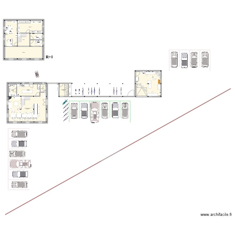 Maison commune 9 trames (9x9 m) 3. Plan de 12 pièces et 191 m2