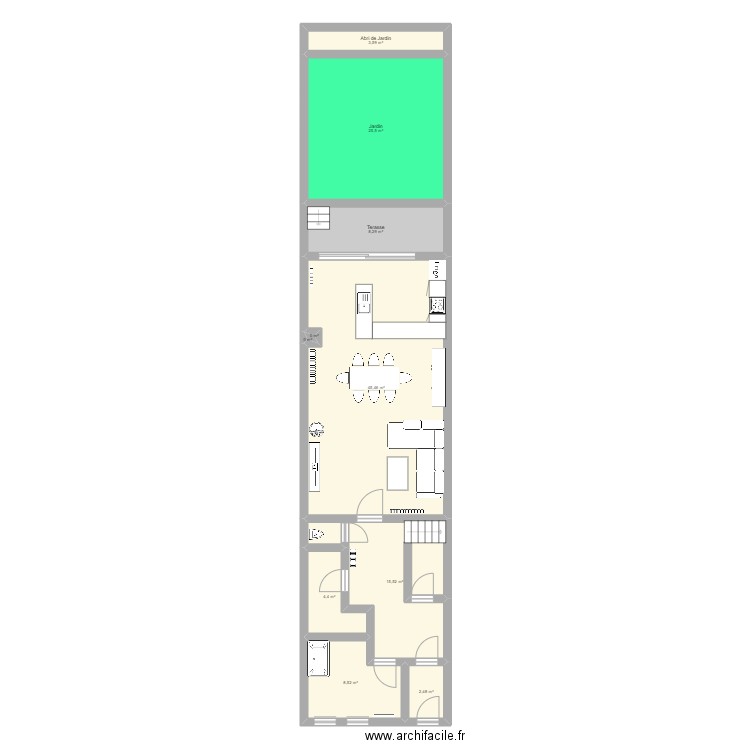 RDC Maison. Plan de 10 pièces et 114 m2