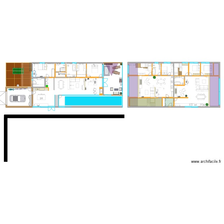 casa quadrada pool center. Plan de 5 pièces et 36 m2