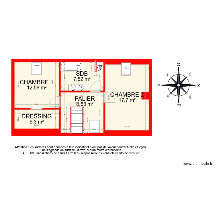 BI 9465 ETAGE PASCAL. Plan de 9 pièces et 55 m2