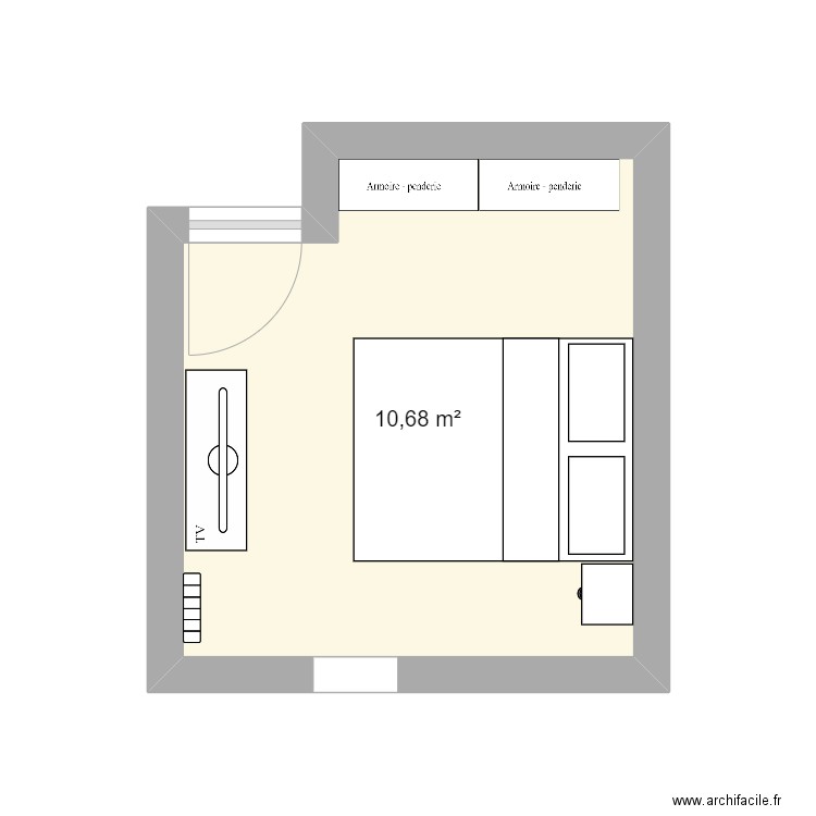 CHAMBRE JOSHUA . Plan de 1 pièce et 11 m2