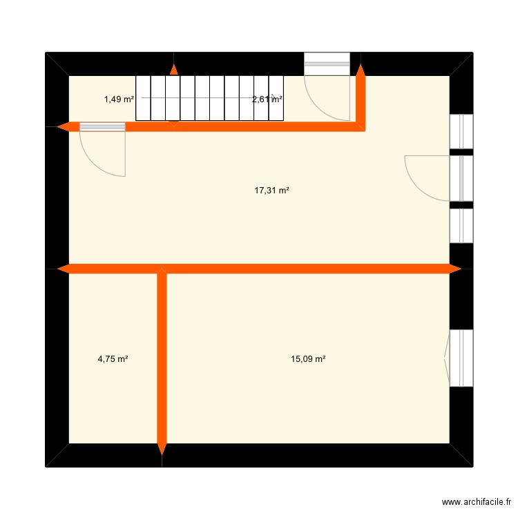 Plan Meximieux rdc. Plan de 5 pièces et 41 m2