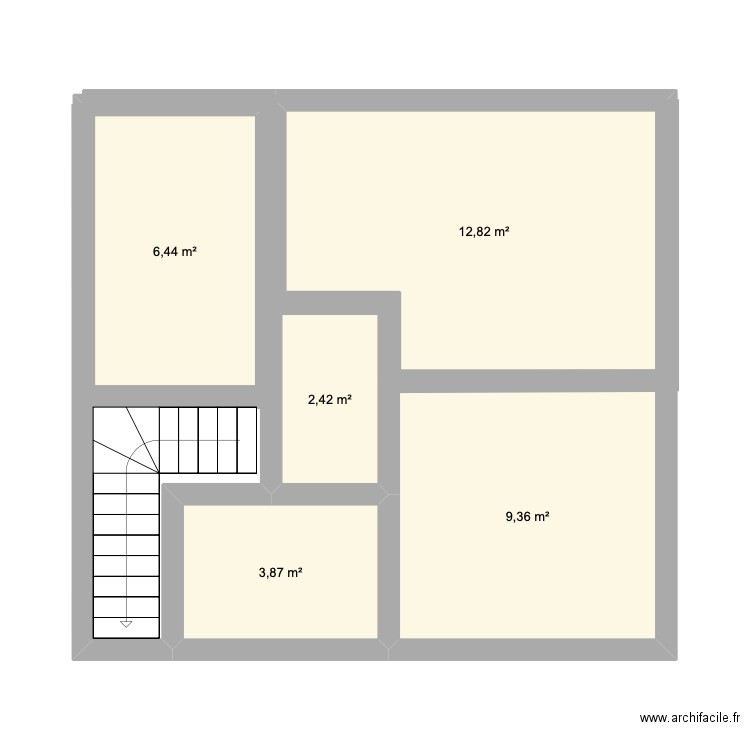 étage maison vendée 2. Plan de 5 pièces et 35 m2