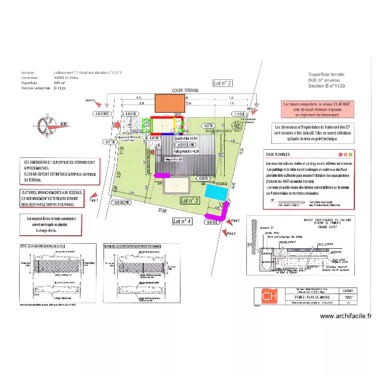 Garage2. Plan de 2  et 42 m²