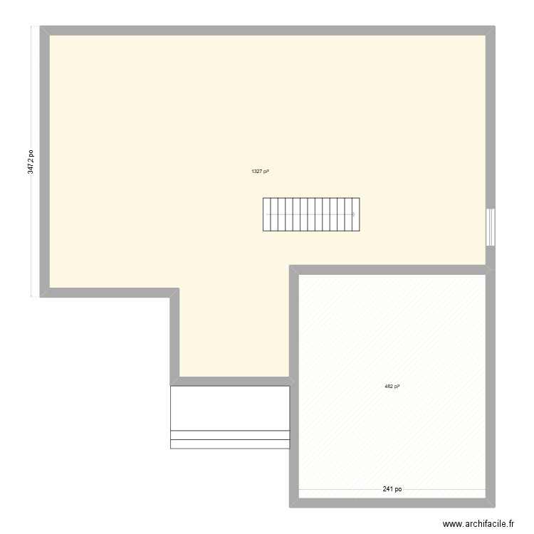 sous sol. Plan de 2 pièces et 168 m2