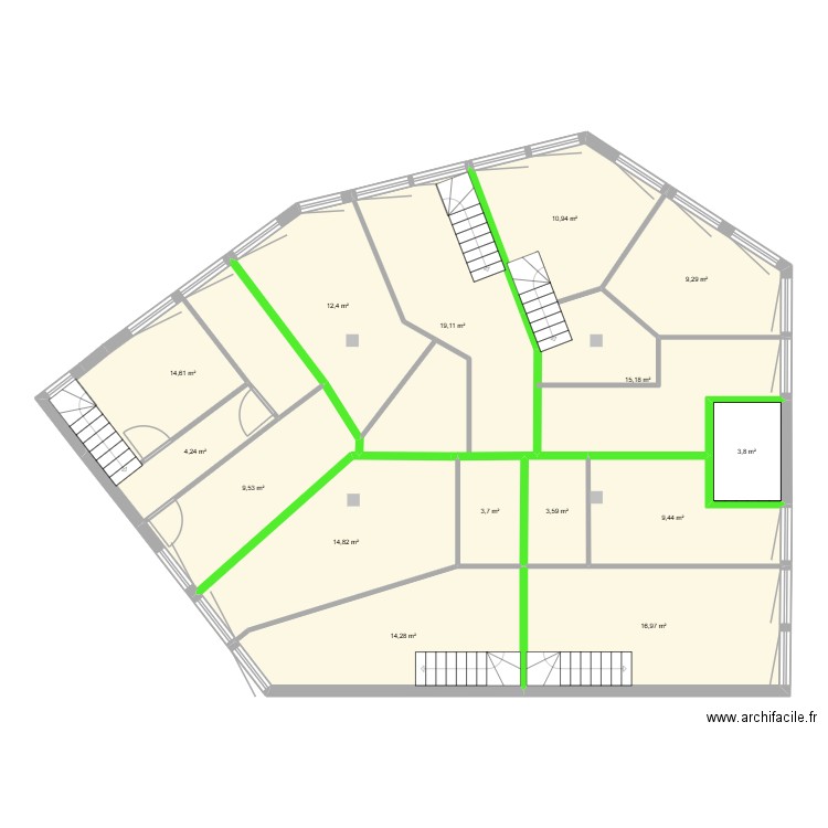 plan bara sousplex. Plan de 15 pièces et 162 m2