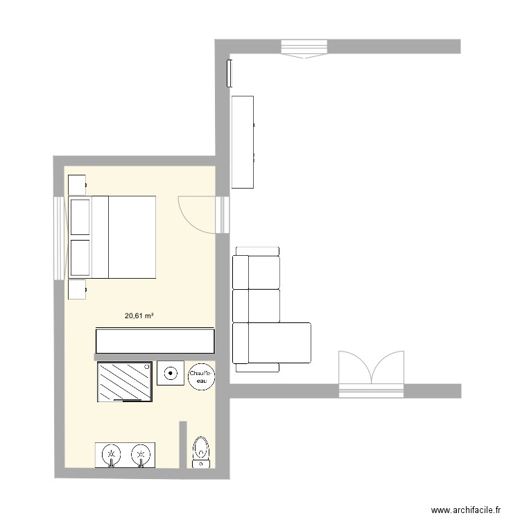 Chambre Thoronet. Plan de 1 pièce et 21 m2