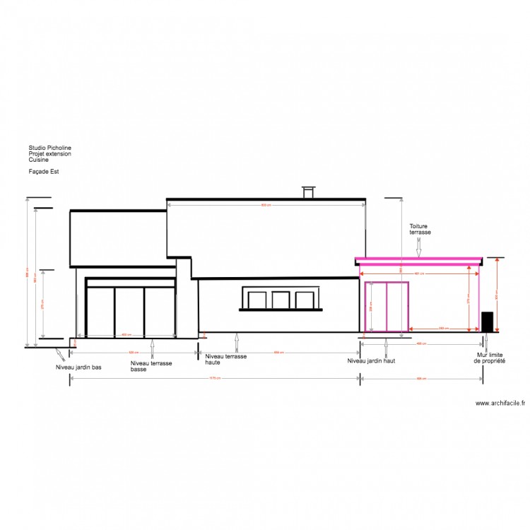 Studio Picholine Projet extension cuisine Façade est 2. Plan de 0 pièce et 0 m2