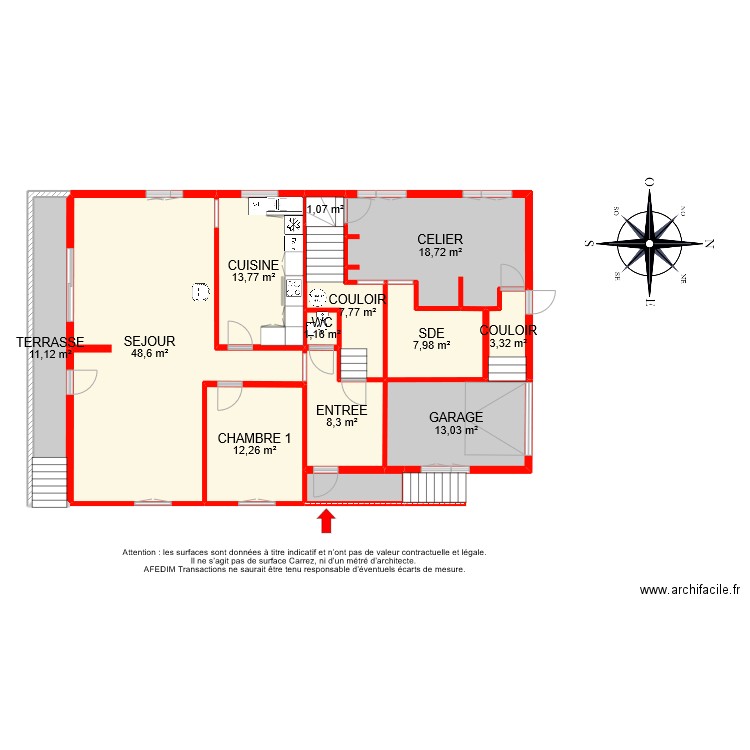 BI 9114 RDC. Plan de 13 pièces et 150 m2