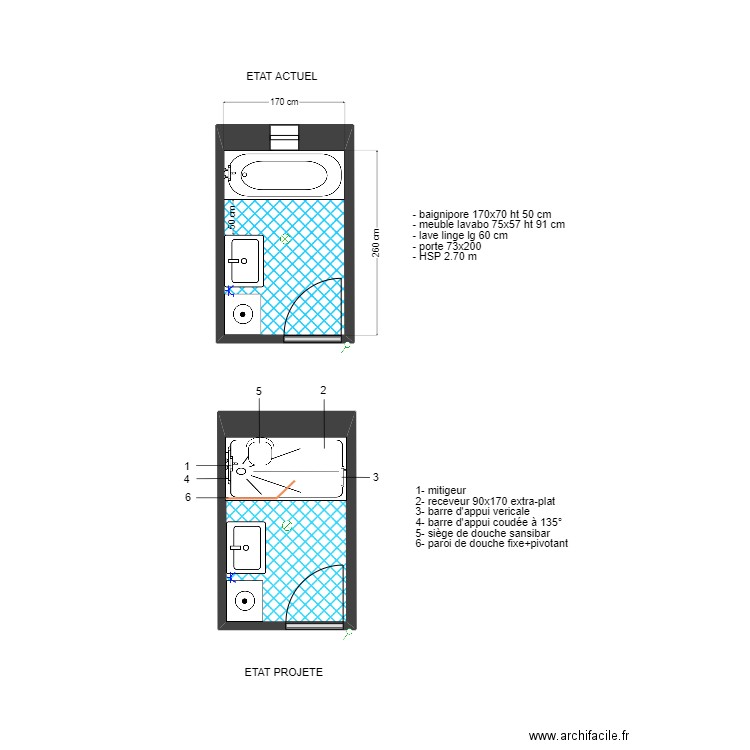 ACCES SUMIEN. Plan de 2 pièces et 9 m2