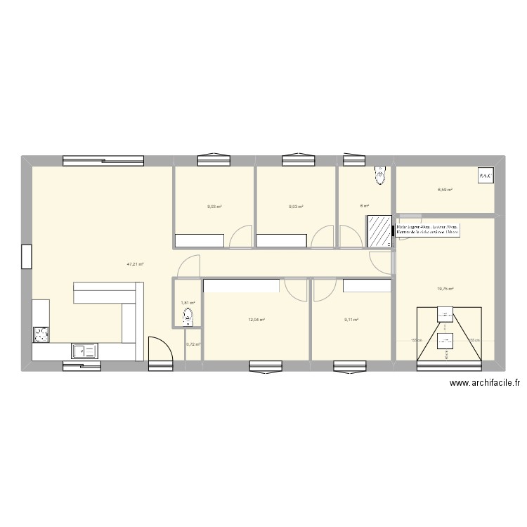 Trappes. Plan de 10 pièces et 121 m2