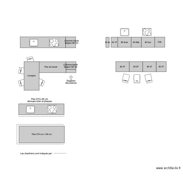 Plan cuisine C211. Plan de 0 pièce et 0 m2