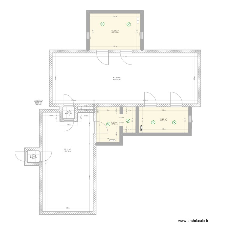 nouvelle voliere hihi. Plan de 6 pièces et 121 m2