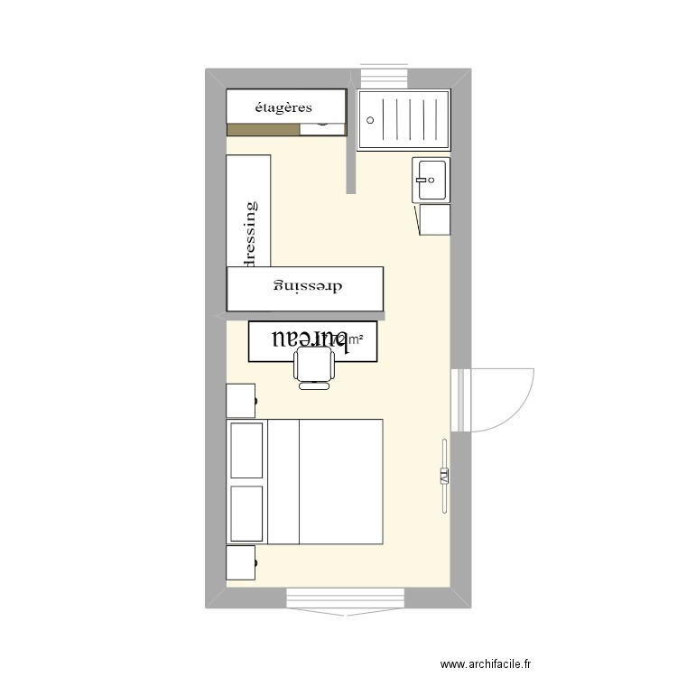 garage v3. Plan de 1 pièce et 18 m2