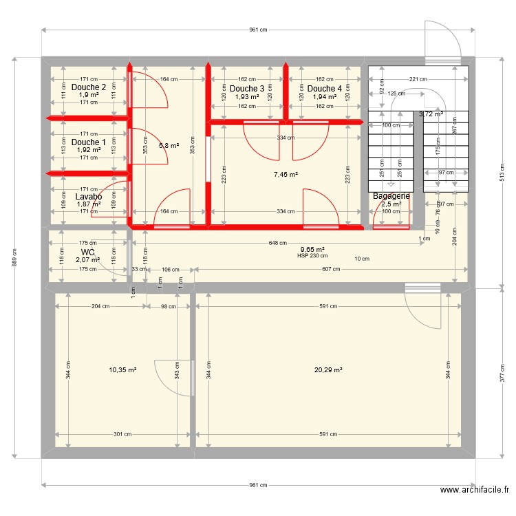 Base immeuble Démolition V2. Plan de 38 pièces et 367 m2