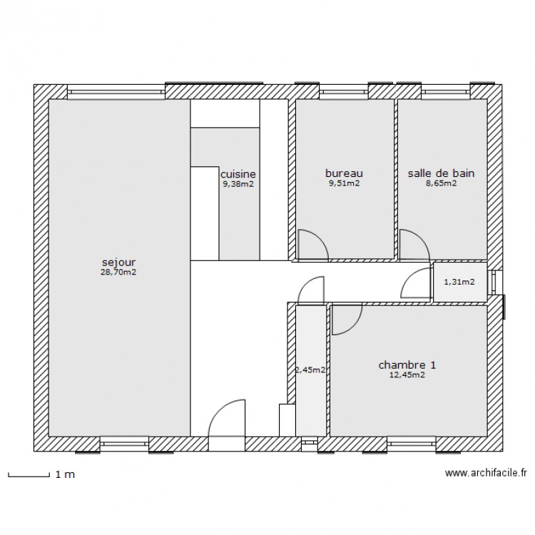 plan maison 72m2