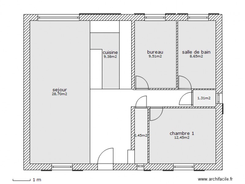 plan de maison 72m2