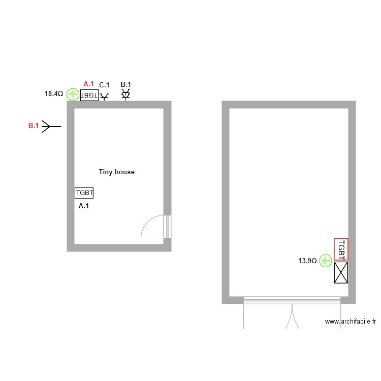 ti ny house messancy. Plan de 2 pièces et 43 m2